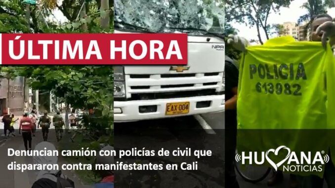 policias_camion Policias de civil estarían disparando a manifestantes en cali